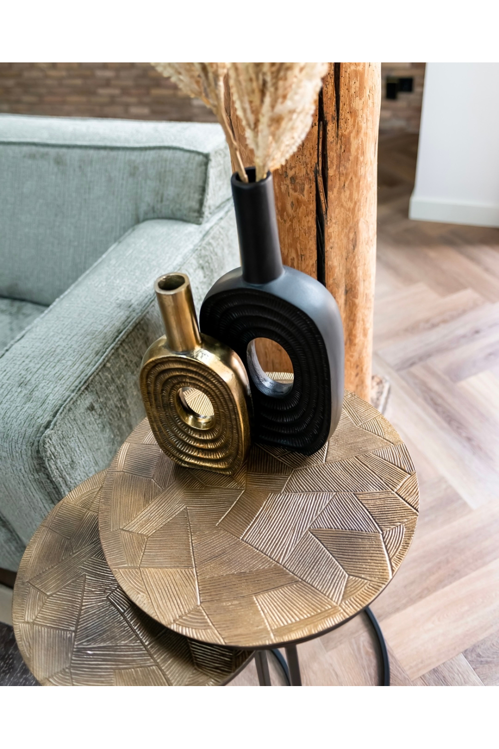 Round Gold Nested Coffee Tables (2) | Richmond Interiors Tulum | Oroa.com