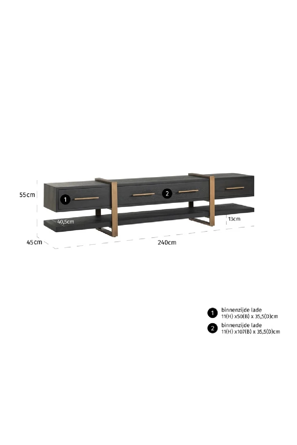 Black Oak 3-Drawer TV Unit | Richmond Interiors Cambon | Oroa.com