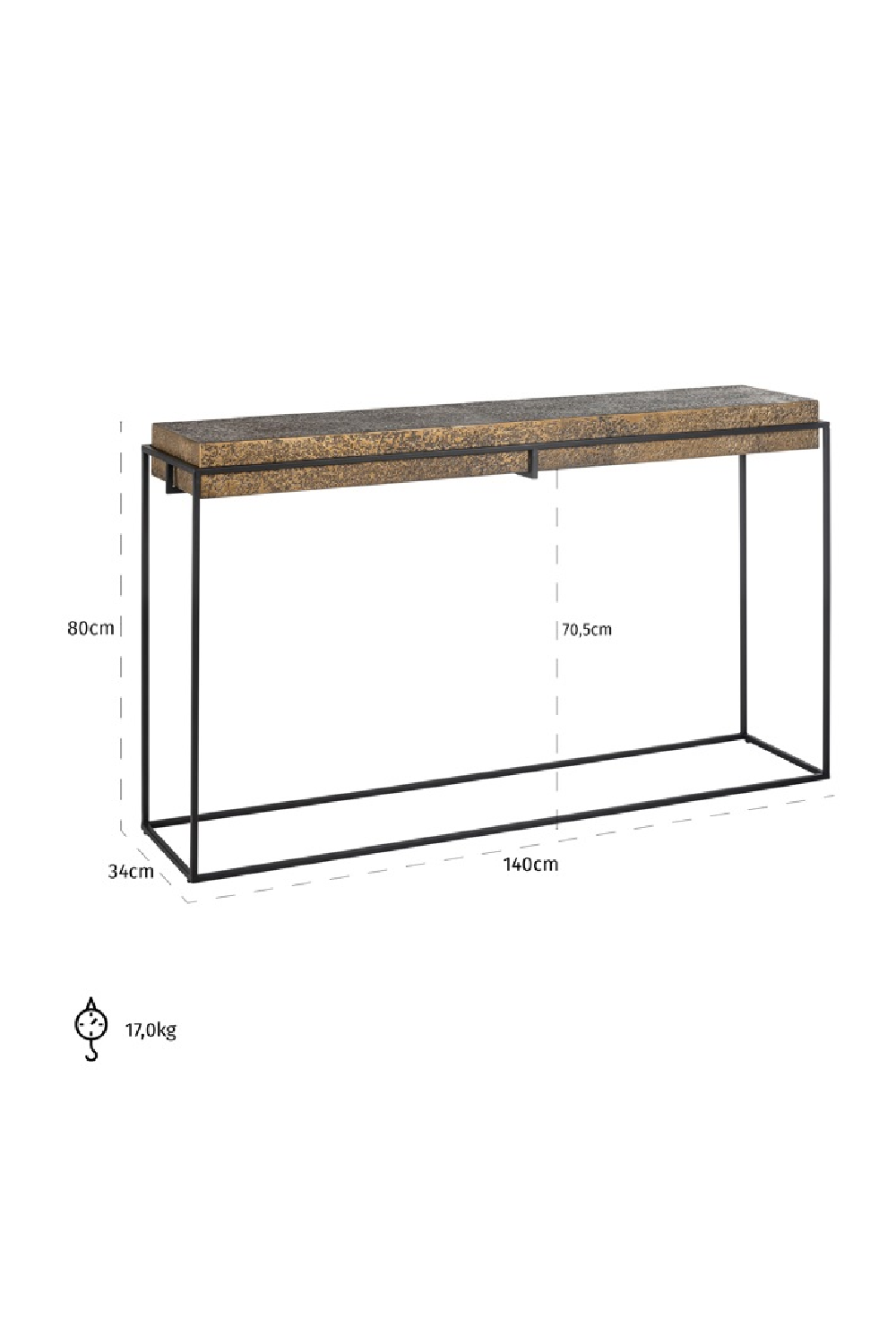 Rustic Gold Console Table | Richmond Interiors Dover | Oroa.com