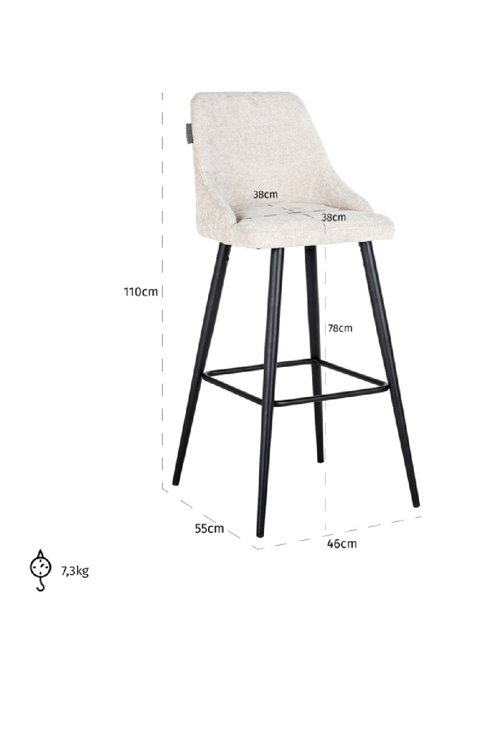 Modern Minimalist Bar Stools (2) | Richmond Interiors Brooke | Oroa.com