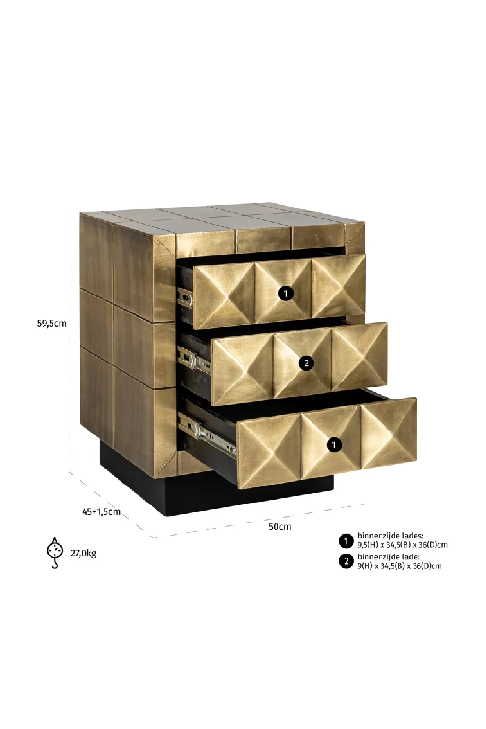 Gold Faceted Cabinet | Richmond Interiors Collada | Oroa.com