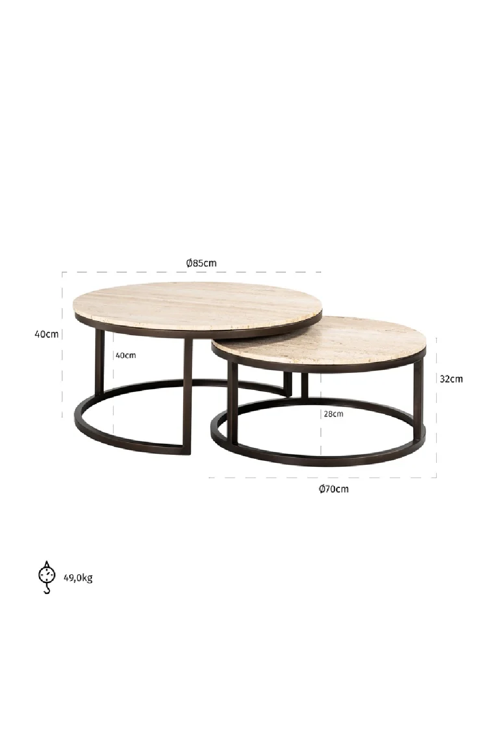 Round Travertine Nesting Coffee Tables (2) | Oroa.com