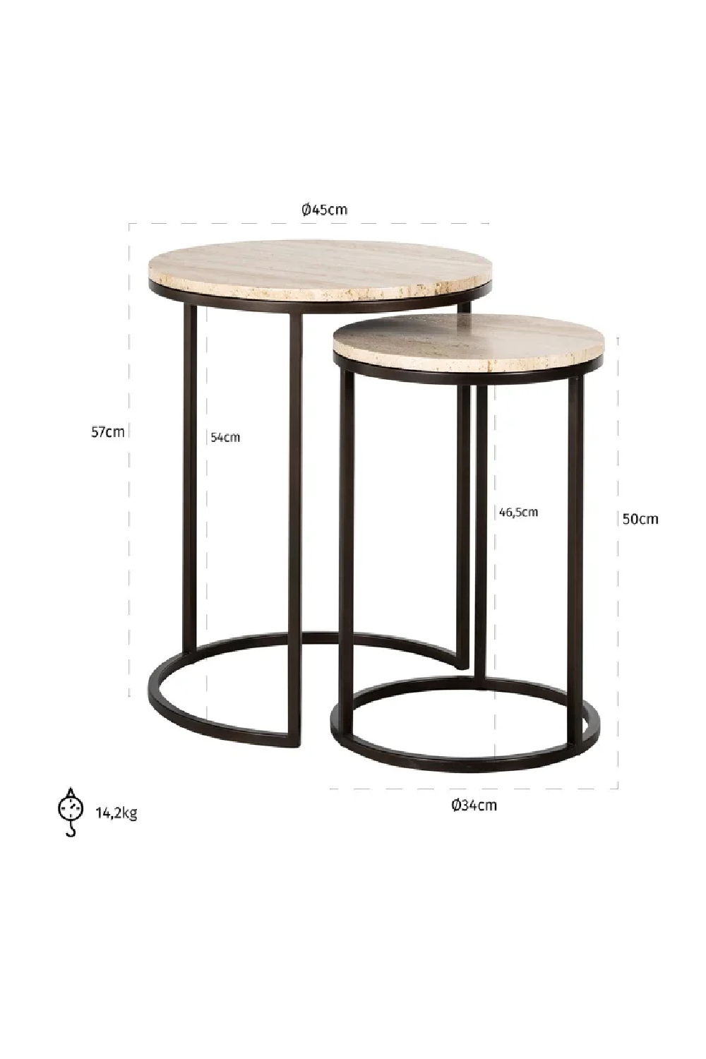 Round Travertine Nesting Side Tables (2) | Richmond Interiors Avalon | Oroa.com
