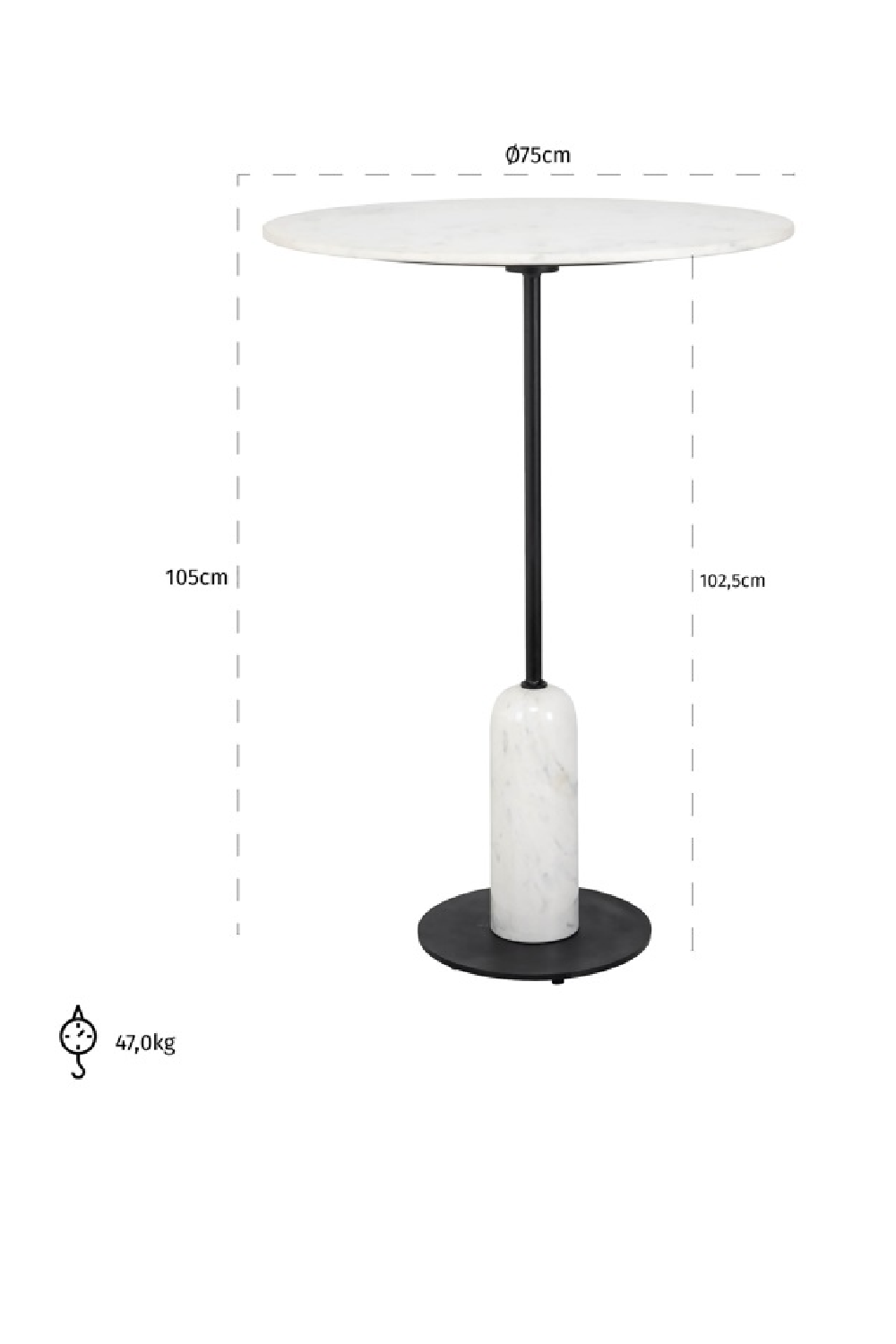White Marble Pedestal Bar Table | Oroa.com