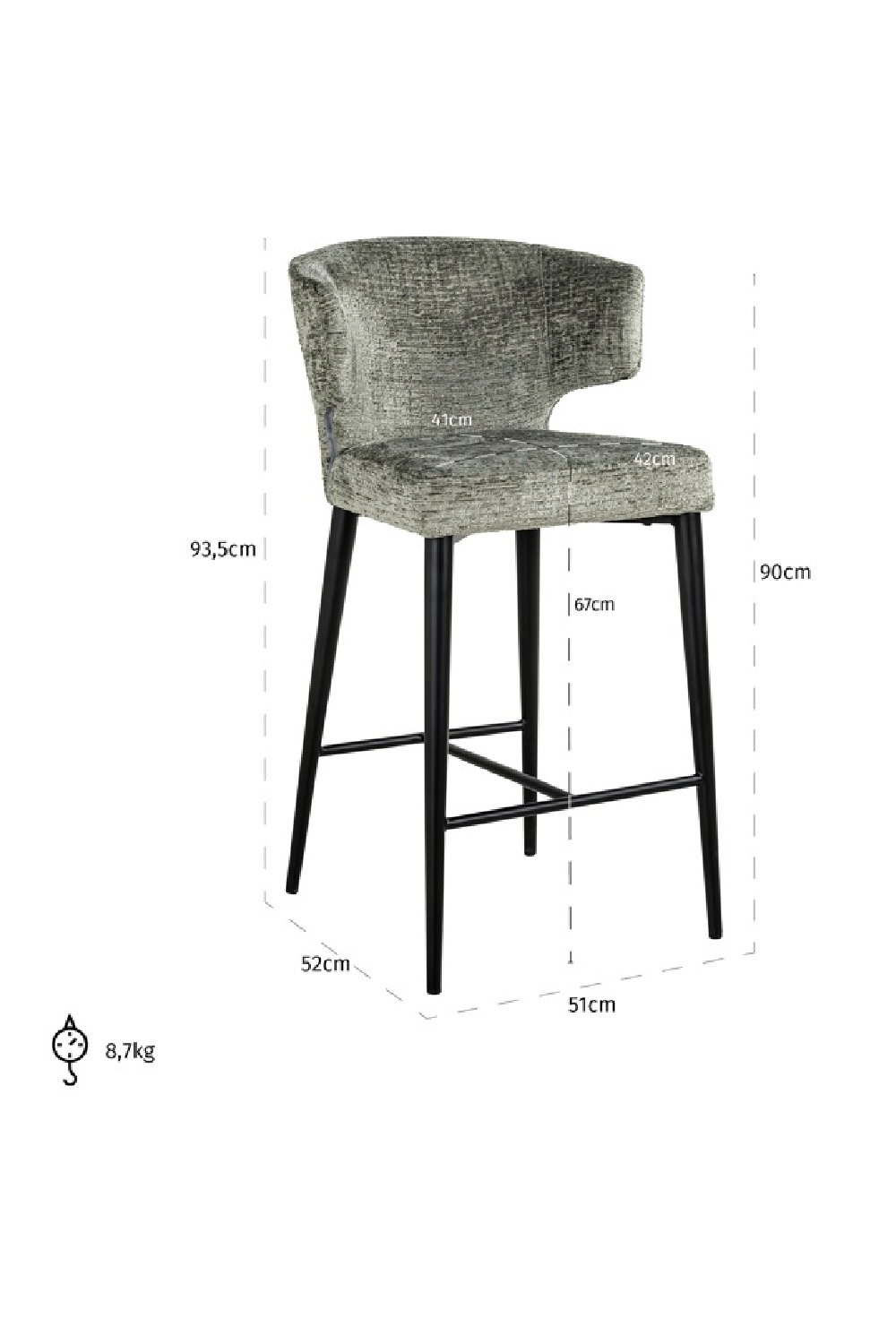 Modern Wingback Counter Chair | Richmond Interiors Taylor | Oroa.com