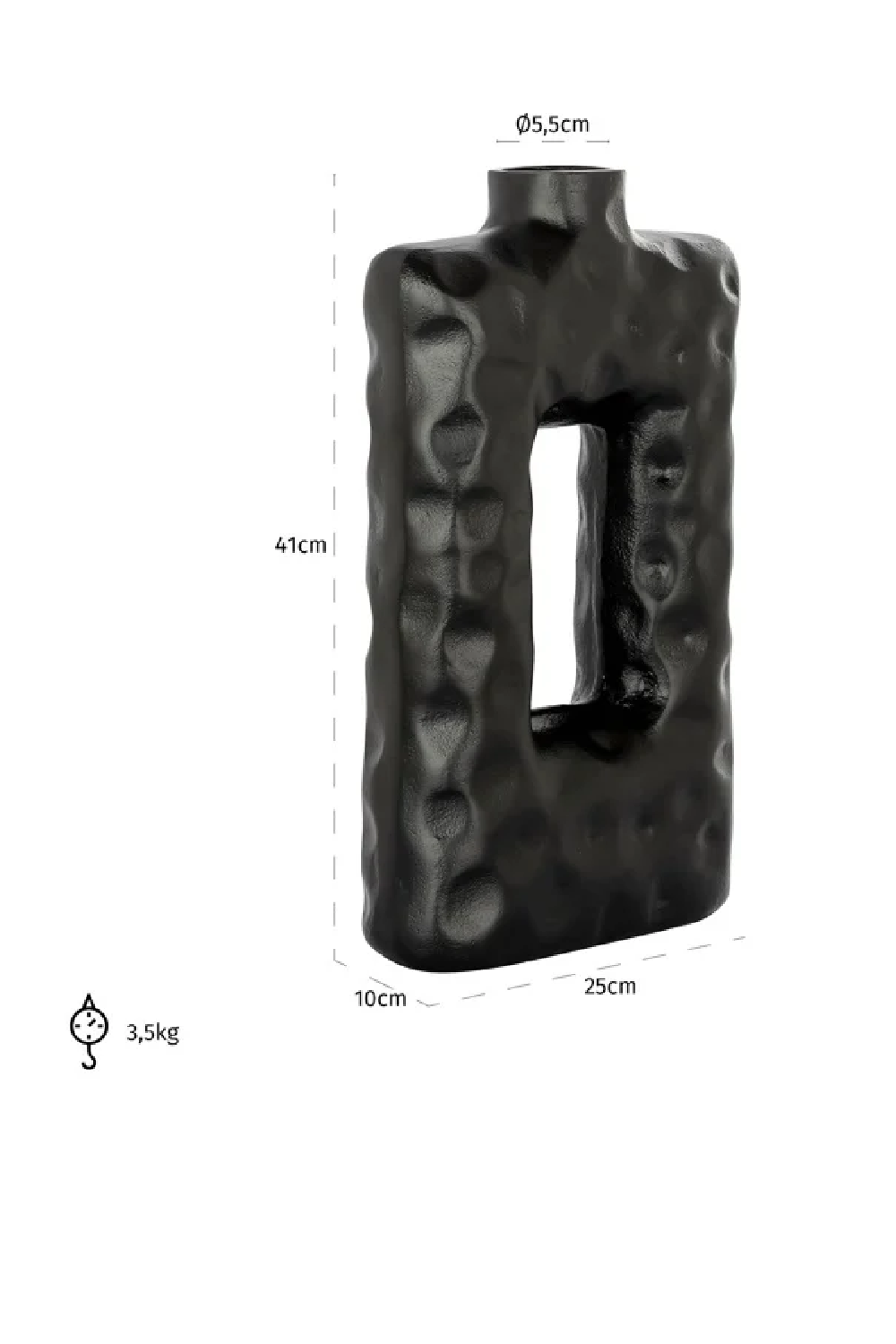 Black Aluminium Rustic Vase | Oroa.com