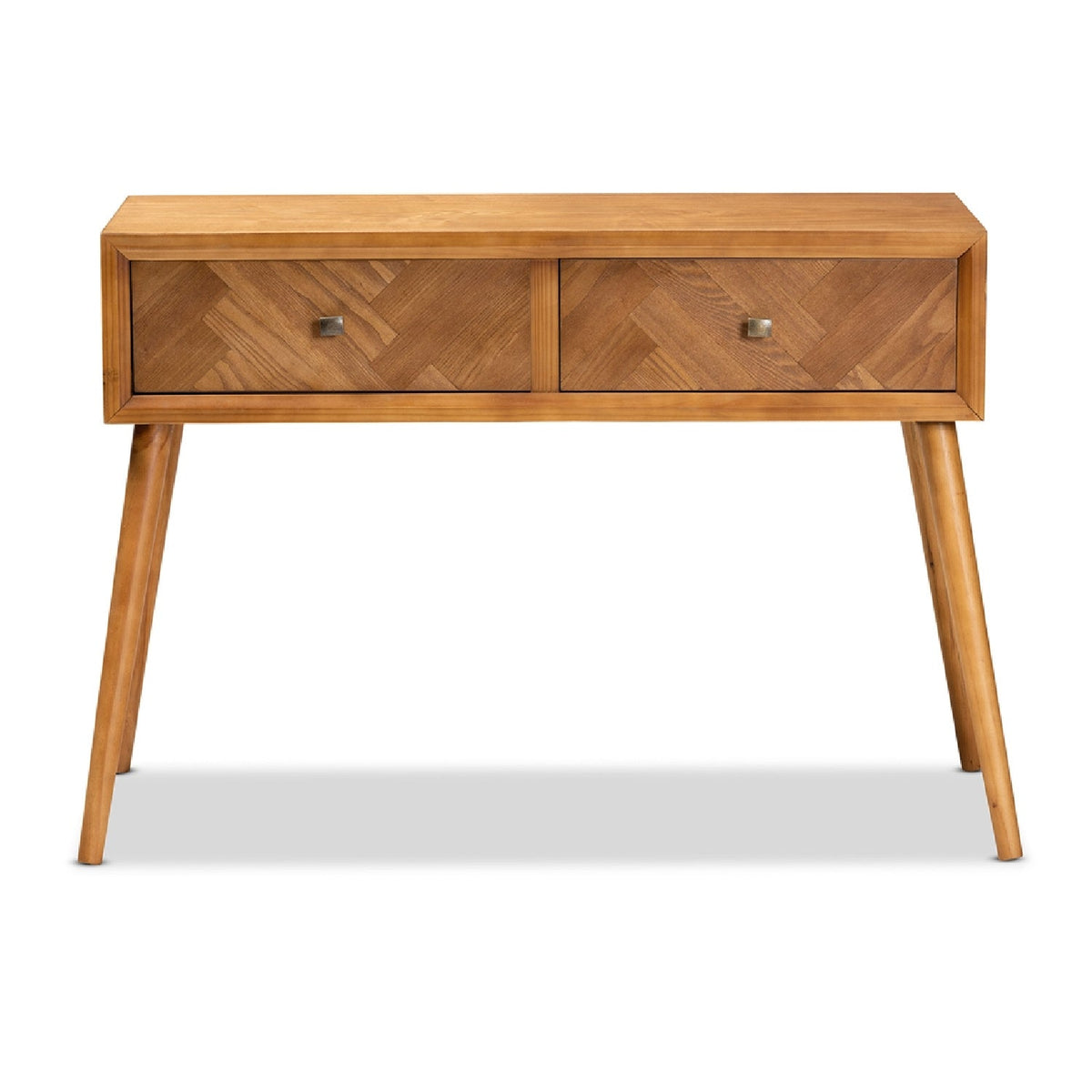 Bali Loom Mae wood console table with two drawers and angled legs