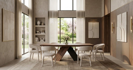   Modern dining room with sculptural wood dining table. | Oroa.com