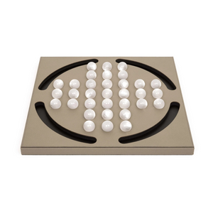 Pearl Pawns Leather Board Game | Pinetti Peg Solitaire | OROA.com