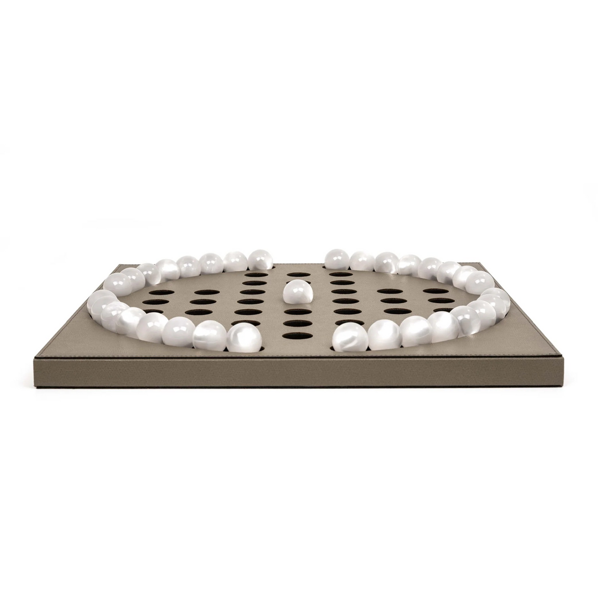 Pearl Pawns Leather Board Game | Pinetti Peg Solitaire | OROA.com