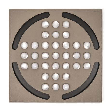 Pearl Pawns Leather Board Game | Pinetti Peg Solitaire | OROA.com
