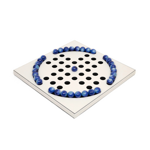 Blue Pawns Leather Game Board | Pinetti Peg Solitaire | OROA.com