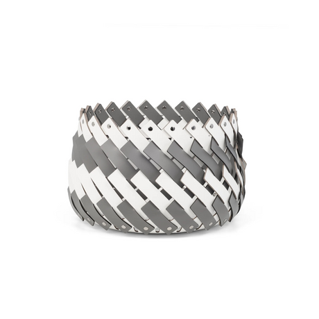Leather Strips Round Basket S | Pinetti Almeria | OROA.com