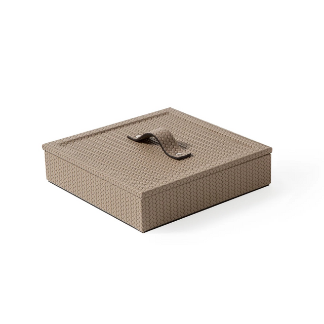 Premium Leather Lidded Square Box | Pinetti Mati | OROA.com