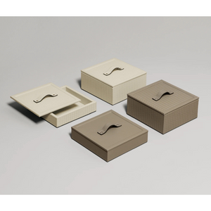Premium Leather Lidded Square Box | Pinetti Mati | OROA.com