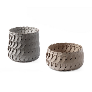 S-Shaped Woven Leather Basket S | Pinetti Alicante | OROA.com