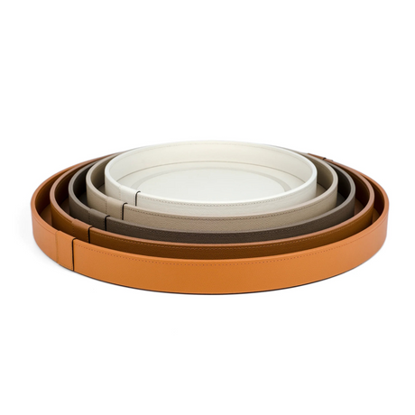 Calfskin Leather Round Tray | Pinetti Venere | OROA.com