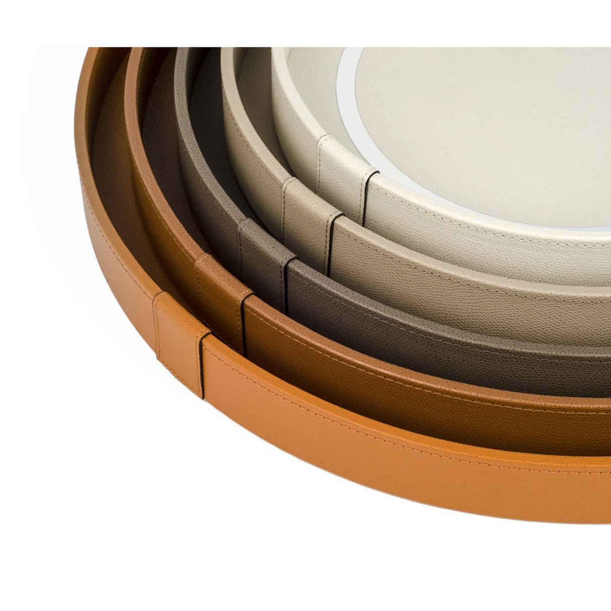 Calfskin Leather Round Tray | Pinetti Venere | OROA.com