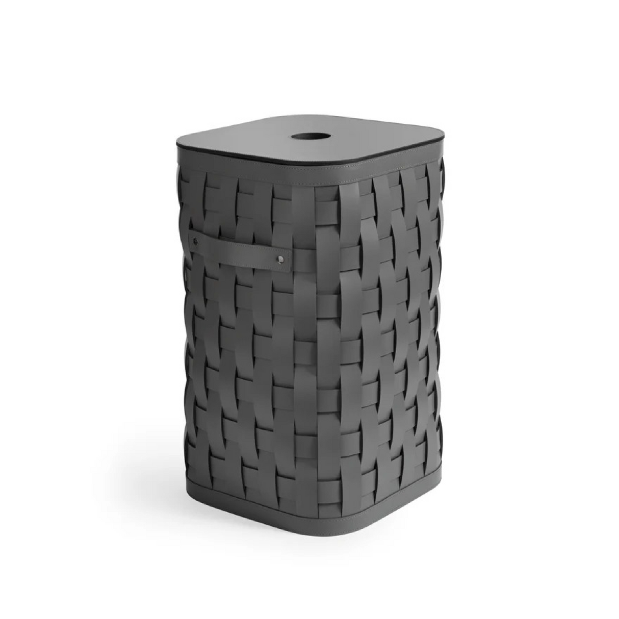 Flat Lidded Square Leather Basket S | Pinetti Demetra | OROA.com