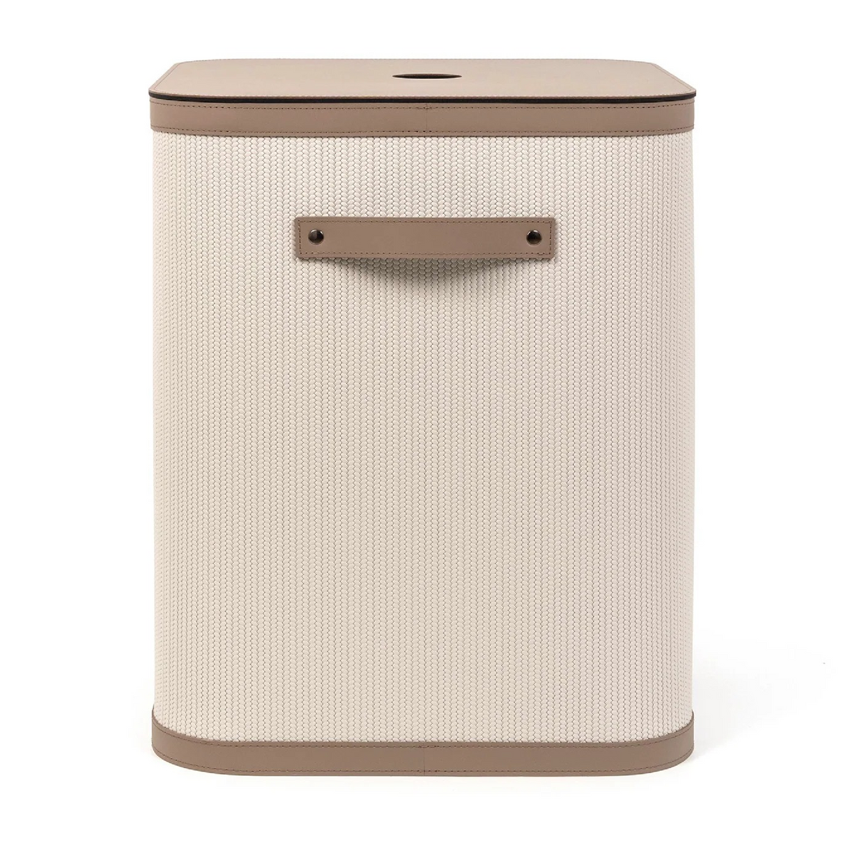 Square Lidded Leather Basket | Pinetti Roda | OROA.com