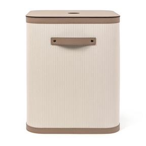 Square Lidded Leather Basket | Pinetti Roda | OROA.com