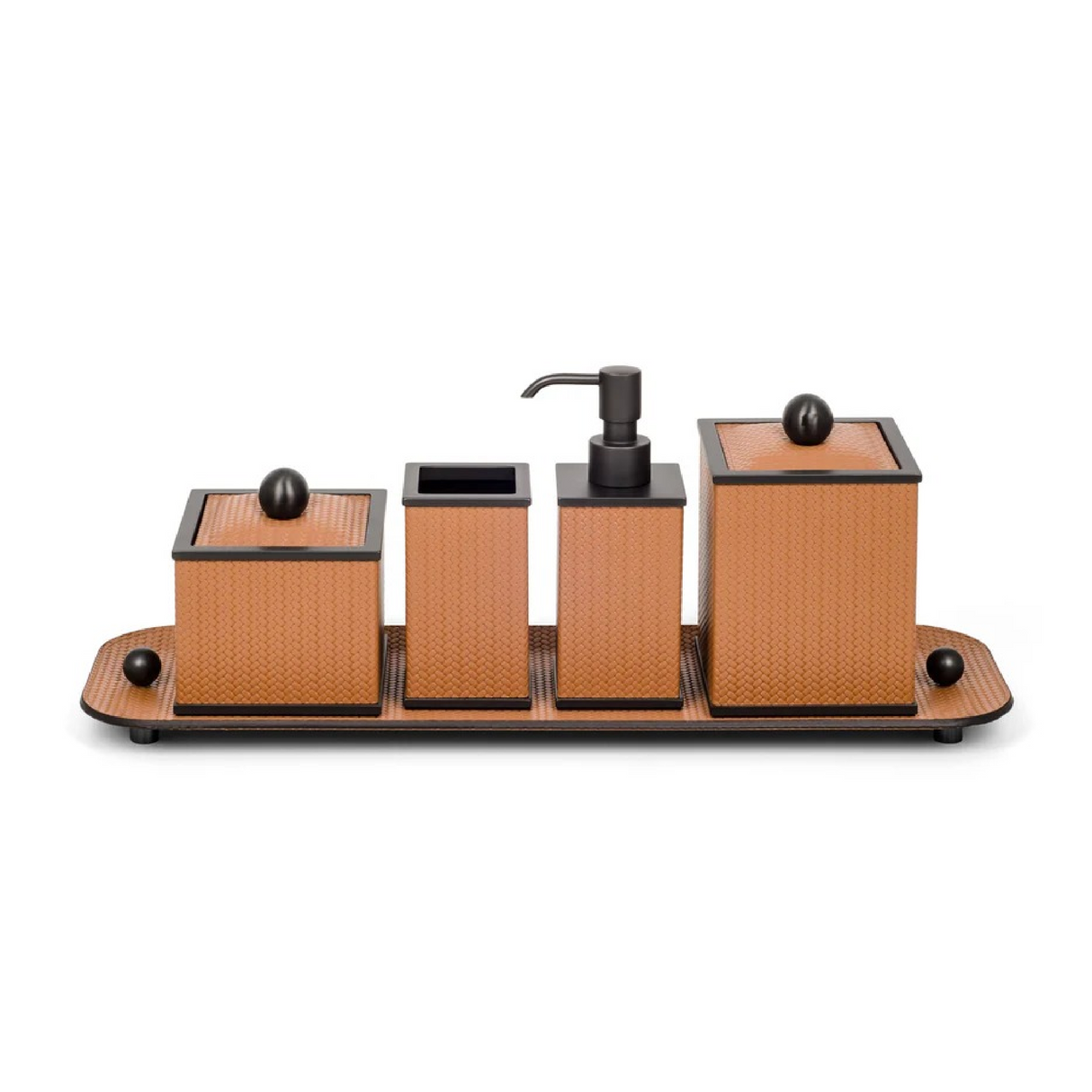 Leather Covered Square Bathroom Set | Pinetti Olimpia | OROA.com