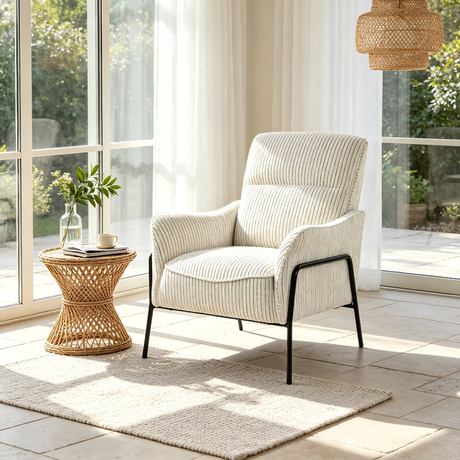 Riva Striped Accent Chair in Grey | OROA