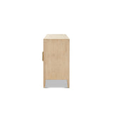 Marlowe Glass Door Sideboard with Brass Handles, Brushed White Reclaimed Pine - OROA Online Furniture