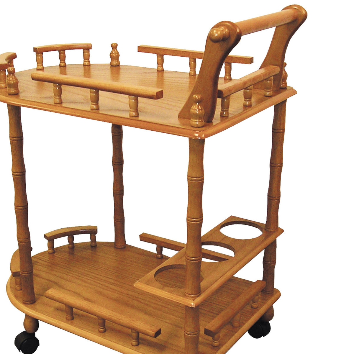 Wooden 2-Tier Wine Table with Oak Finish - OROA Online Furniture