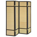 4 Panel Bamboo Room Divider Folding Screen - Natural
