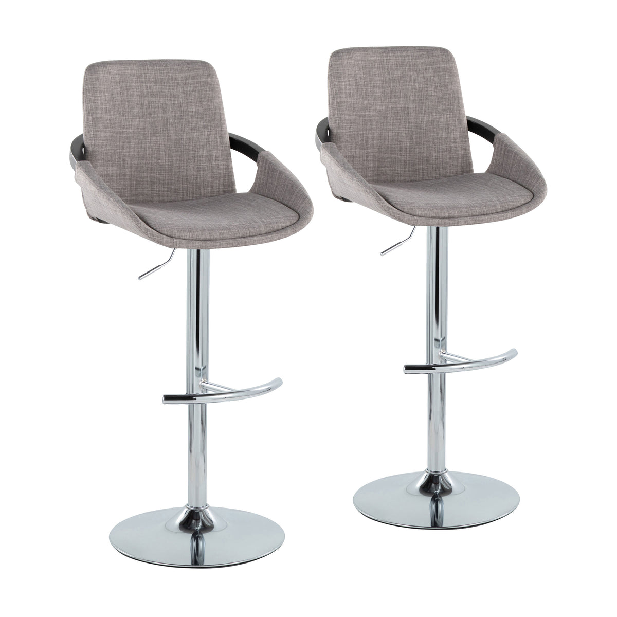 Gray Black Wood Adjustable Swivel Bar Stools Set of 2 – OROA, view 2