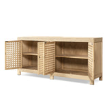 Alden Reclaimed Pine Lattice 4-Door Cabinet, Brushed White - OROA Online Furniture