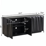 Black Geometric Four-Door Sideboard — dimension and storage diagram