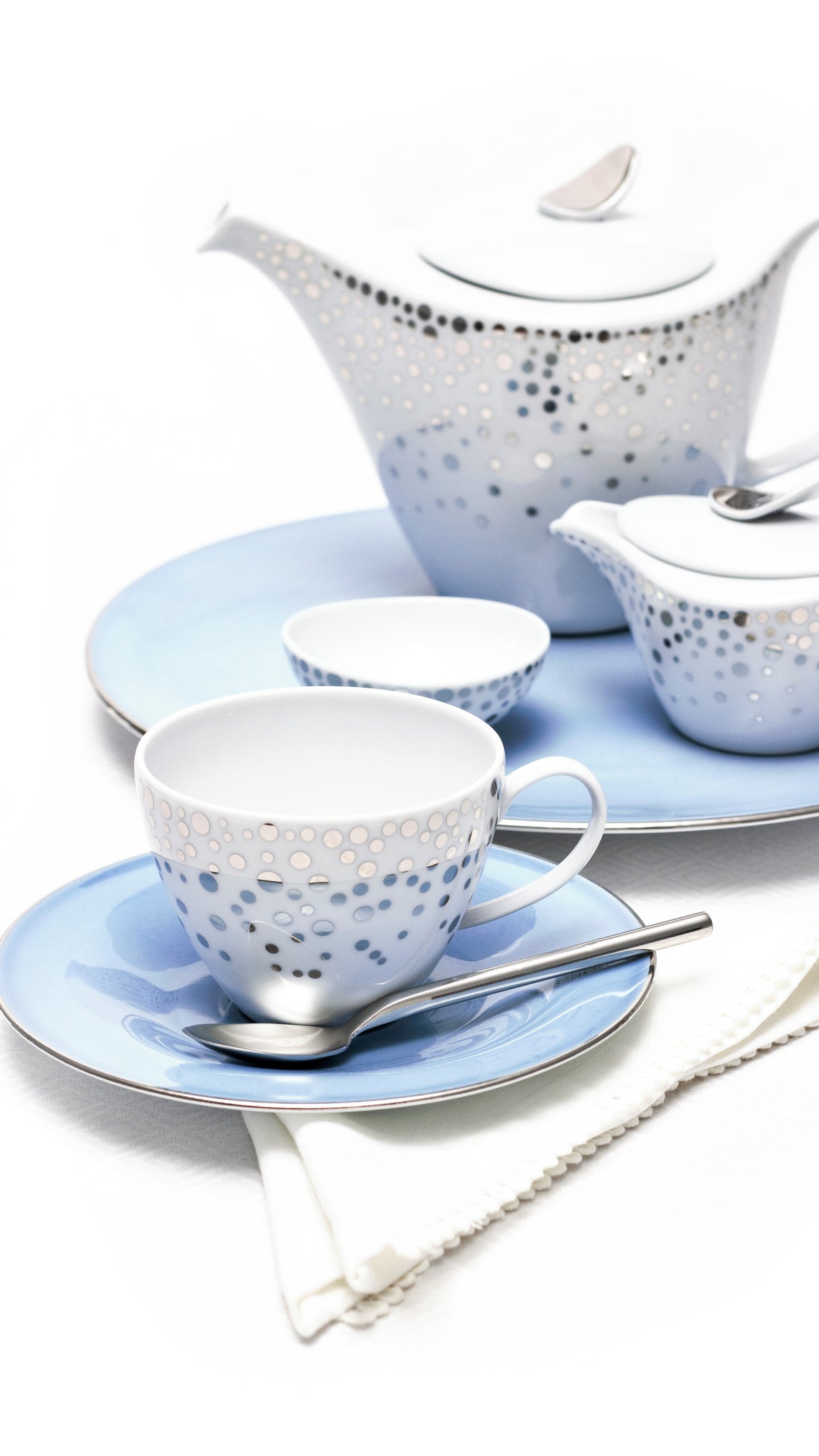 Silver Rain Tea Cup + Saucer (Set of 2)