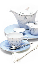 Silver Rain Tea Cup + Saucer (Set of 2)