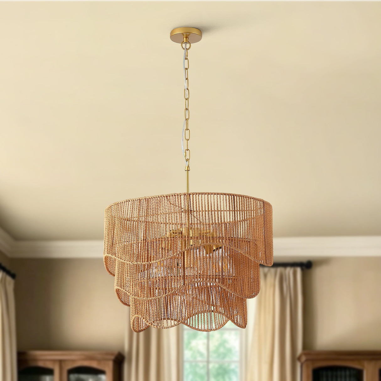 Handwoven Paper Rattan Boho Chandelier - OROA