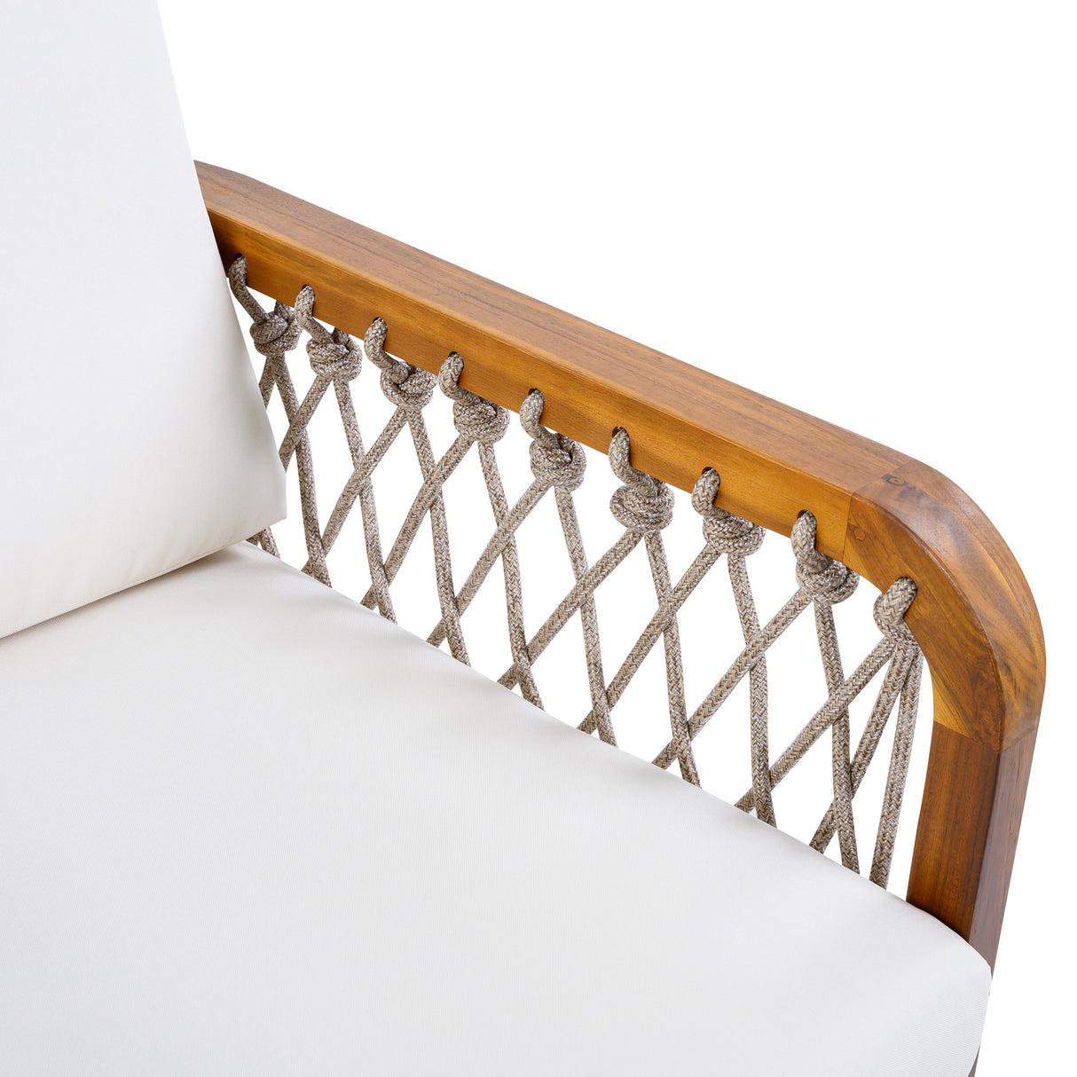 Teak - Outdoor Acacia Wood Club Chair with Handwoven Rope