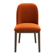 Orange chair with wooden legs on a white background