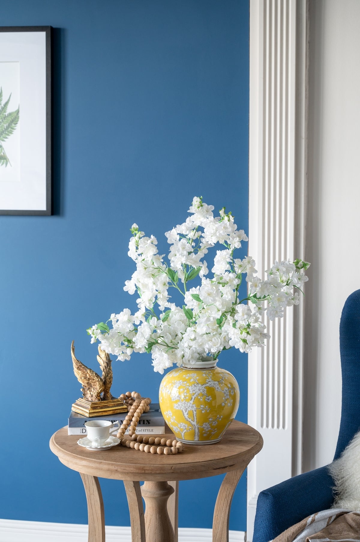 Yellow and White Wide Curved Plum Blossom Vase - OROA