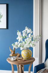 Yellow and White Wide Curved Plum Blossom Vase - OROA