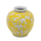 Yellow and White Wide Curved Plum Blossom Vase - OROA