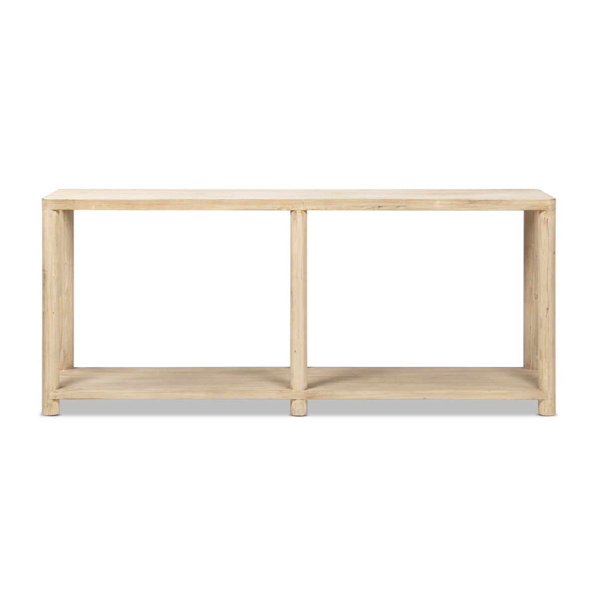 Milo Cerused Reclaimed Pine Console Table with Lower Shelf, Light Natural - OROA Online Furniture