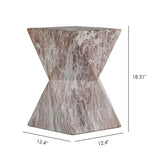 Round Outdoor Geometric End Table Marble - OROA
