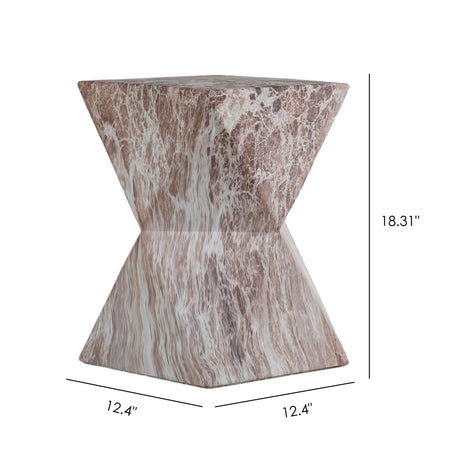 Round Outdoor Geometric End Table Marble | OROA
