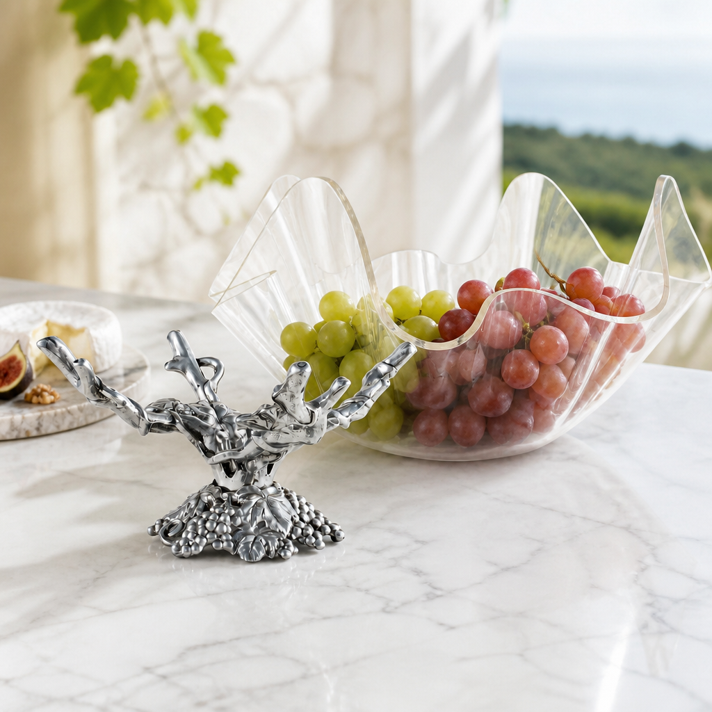 Intricate Grapevine & Acrylic Serving Bowl - OROA