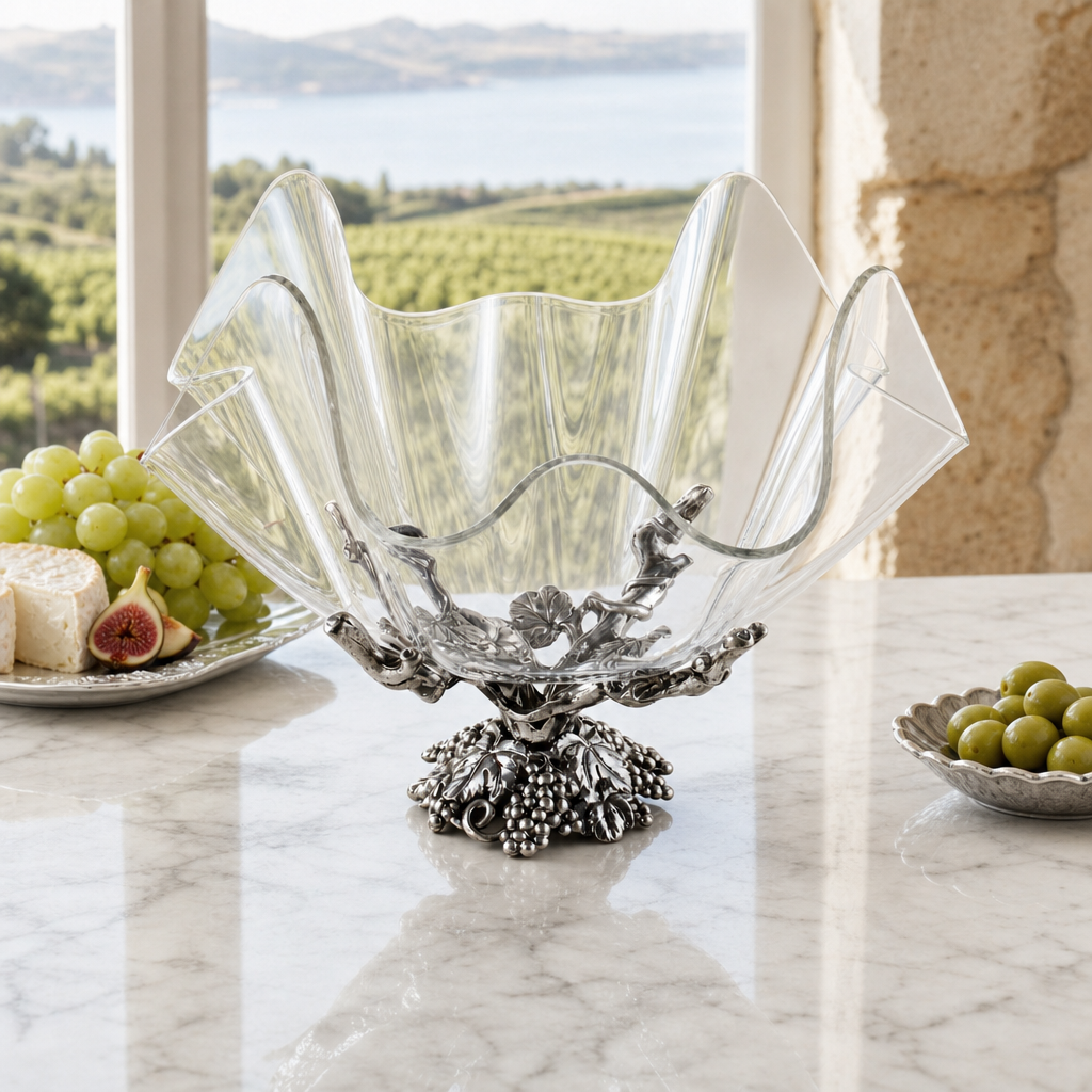 Intricate Grapevine & Acrylic Serving Bowl - OROA