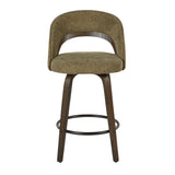 Sage Green Fabric Swivel Counter Stools — front view