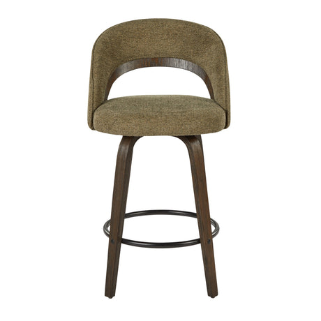 Sage Green Fabric Swivel Counter Stools — front view