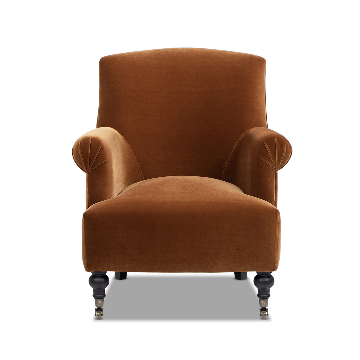 Eloise Pleated Sock Arm Accent Armchair, Burnt Orange Performance Velvet - OROA Modern Furniture