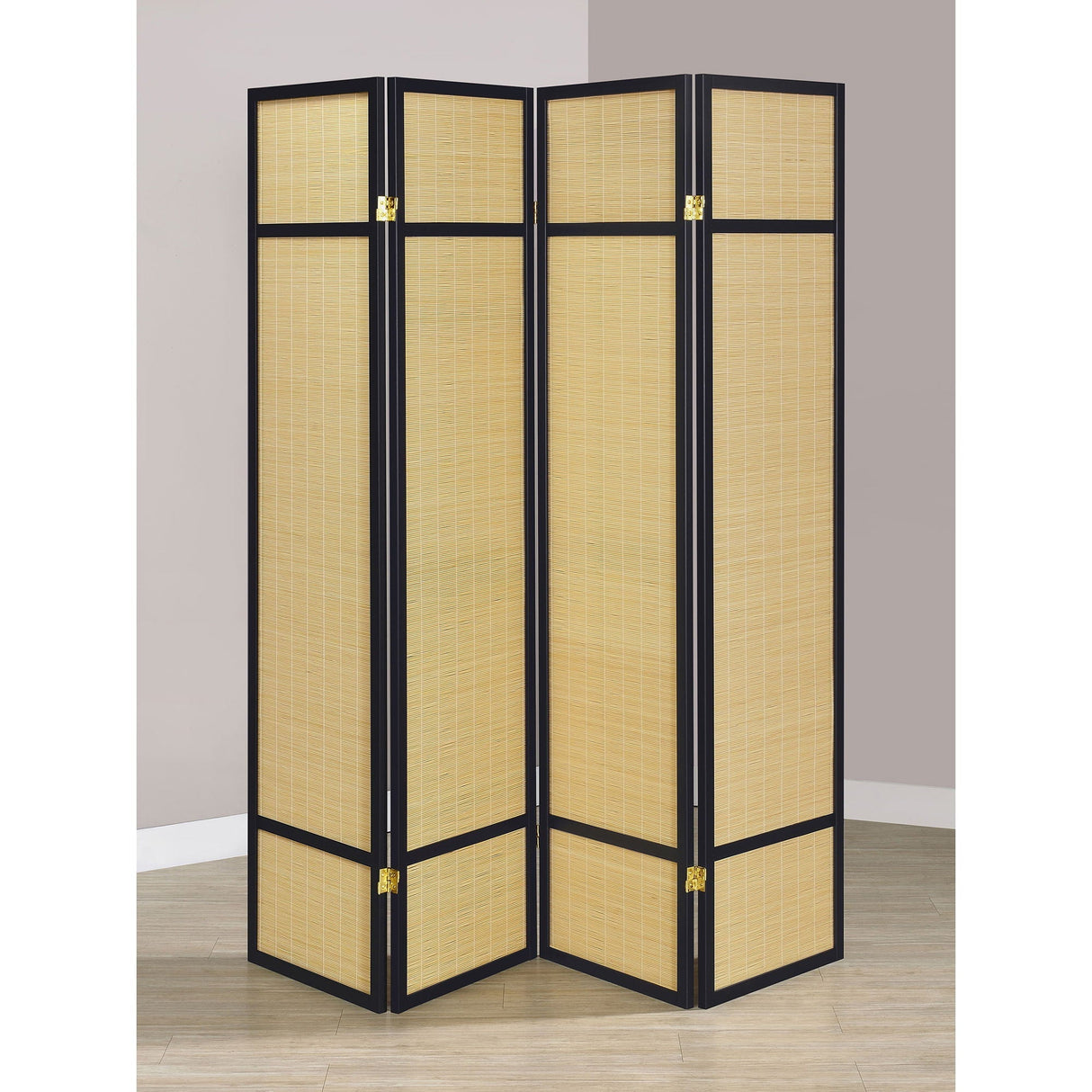 4 Panel Bamboo Room Divider Folding Screen - Natural